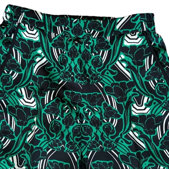J.Crew Womens‎ Green Black Tuxedo Pull On Pant In Retro Floral Size 2 - Picture 2 of 9
